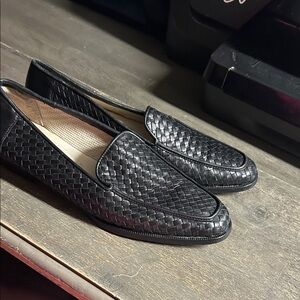 Vintage Italian Black Woven Leather Serto Meucci Loafers - Womens 8.5